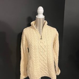 Irish 100% wool 3/4 front zip sweater szL